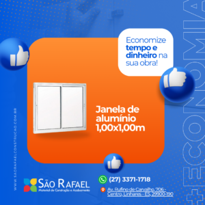 Janela de alumínio 1,00x1,00m